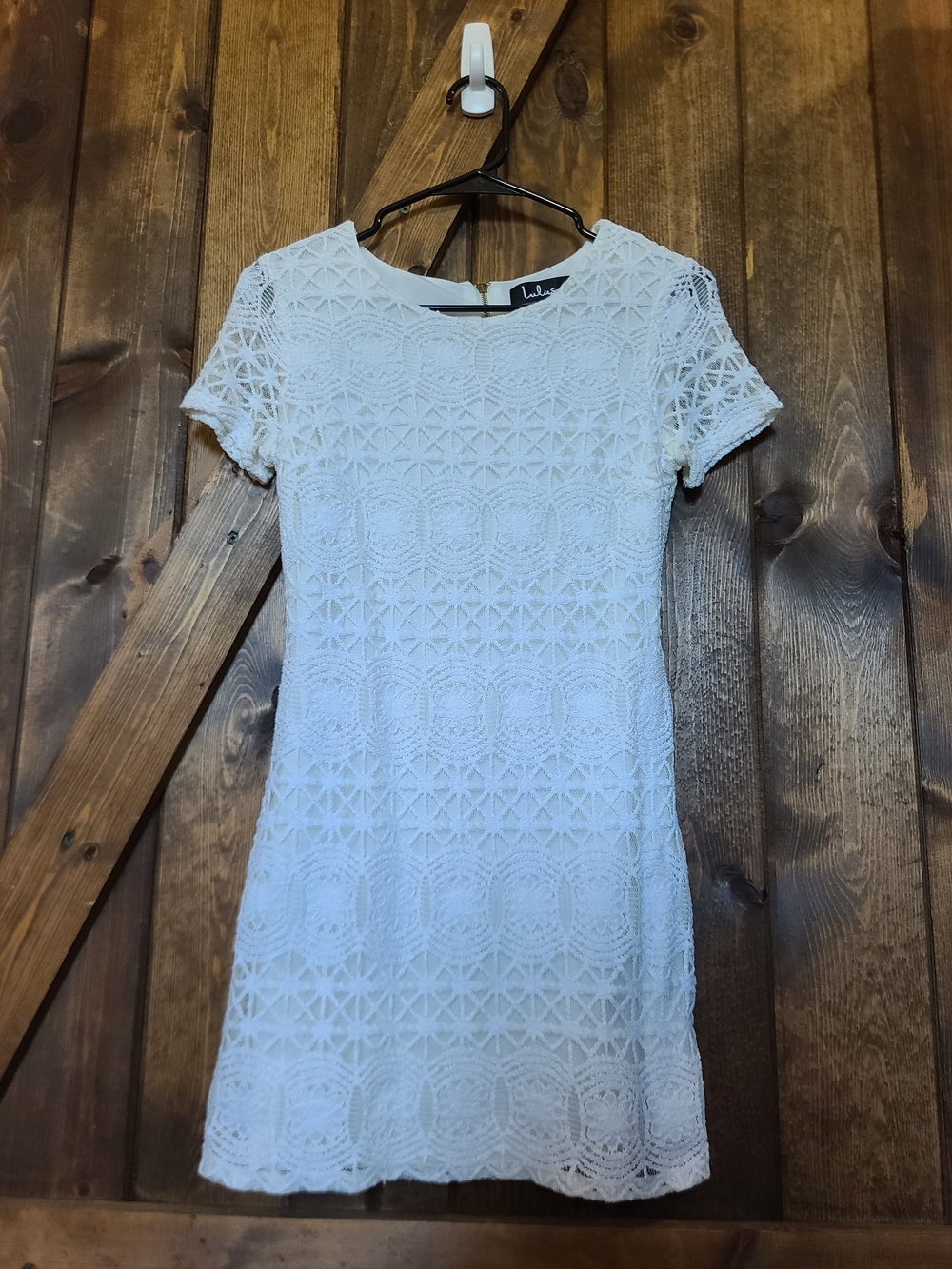 Lulu's White Lace Short Sleeve Sheath Mini Dress Size XS